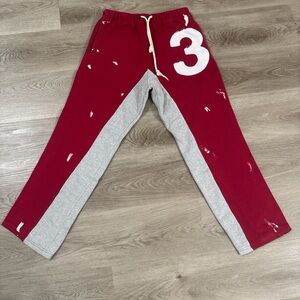 MNML Red and Gray Sweatpants with Number Design